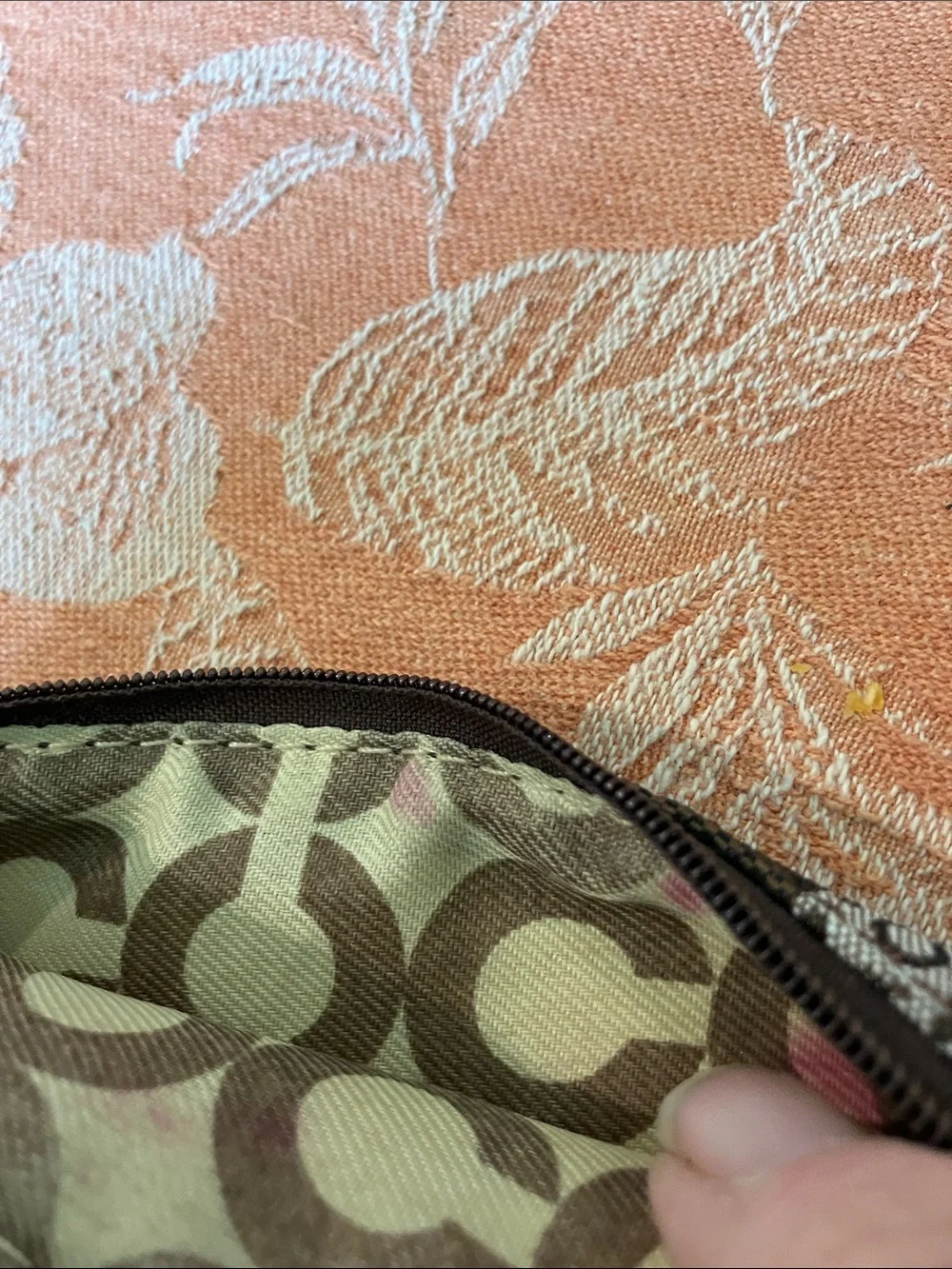 Coach Brown and Black Signature Circle Zip Pouch